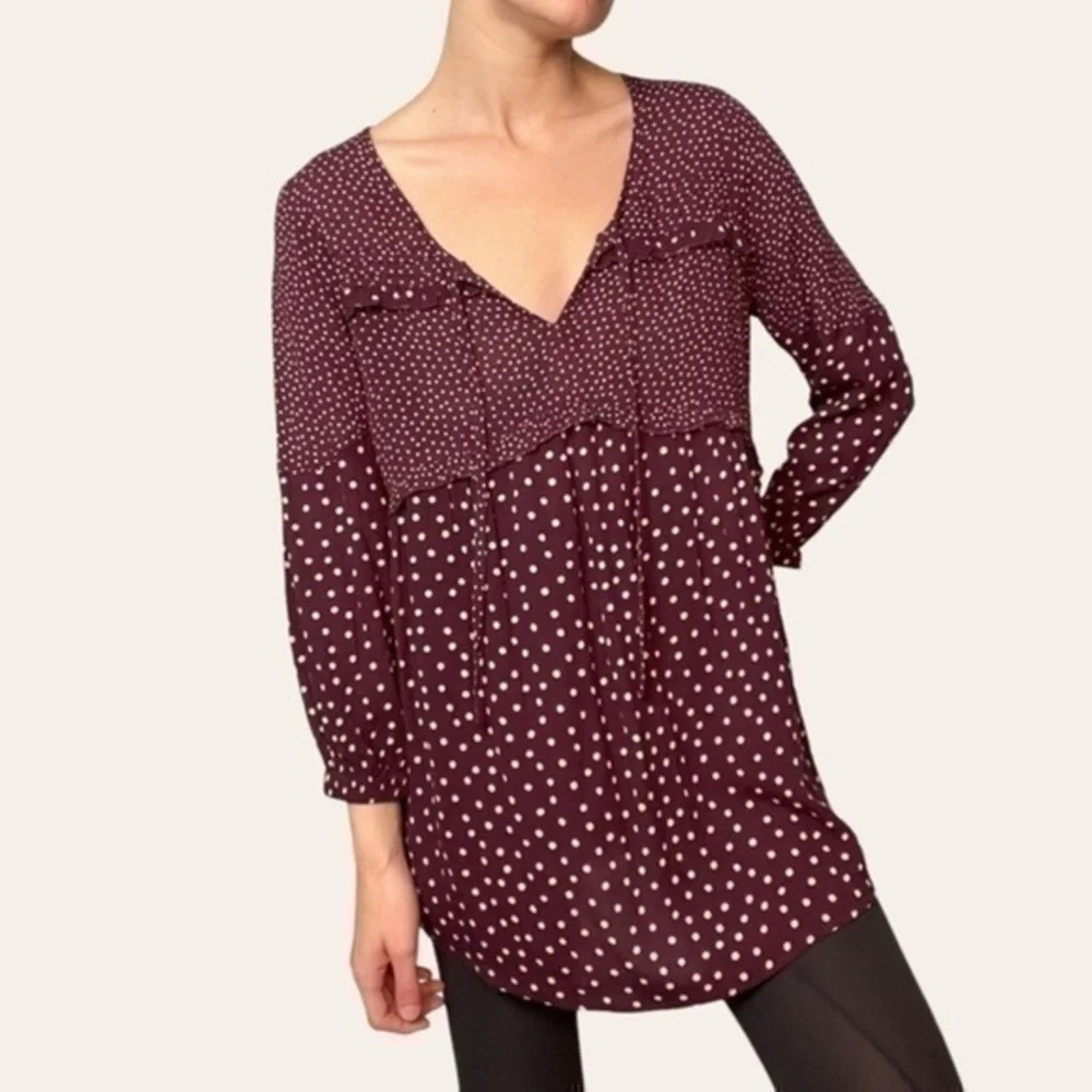🚨 BUNDLE 5 FOR $20 🚨 FatFace Meredith Maroon Spot LongLine Tunic